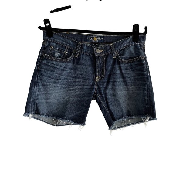 Lucky Brand Women's High Rise The Roll Up Distressed Denim Shorts